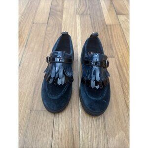 Designer Manuela DE Juan Blue Velvet/Patent Leather Shoes 27 Spain